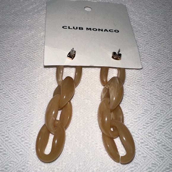 Club Monaco Beige link Earrings - Picture 1 of 6